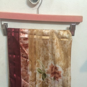 Vintage Ivory/Gold/Sage Green floral w/ Rust border Sheer & Satin Panel Large Square Scarf - 46&quot;x 46