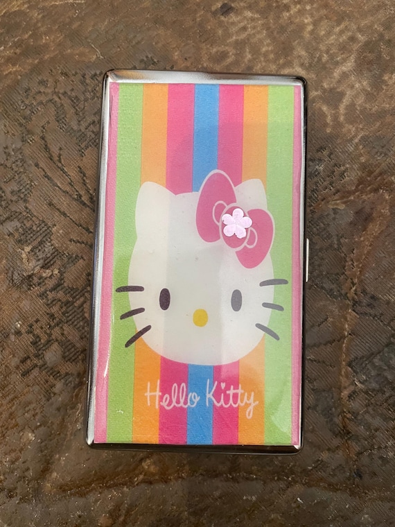 hello kitty cigarette holder Retro Pink Kitty Mirror Tissue Holder or 120s Cigarette 2-clip Wallet Case  Business Credit Card Holder