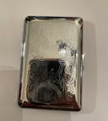 Retro Victorian Scroll Silver mini 1-clip Business Credit Card Case I.D. Holder