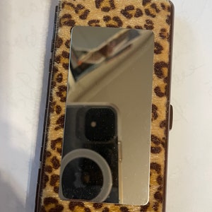 Retro Samt Braun Leopard 2-Clip 120s Zigarette Zigarette Brieftasche Fall Geschäft Kreditkarte I.D. Halter