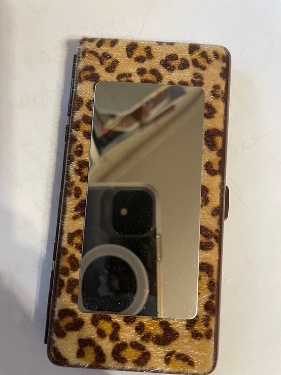 Retro Velveteen Brown Leopard 2-clip 120s Cigarette Joint Wallet Case  Business Credit Card I.D. Holder