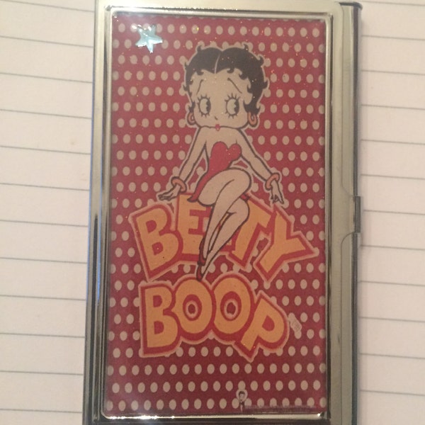 Betty Boop Red Dot Silver Business Card Holder Credit Card Case