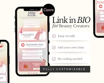Soft Aesthetic Link in Bio Template for  UGC Creators Beauty Creators Amazon Affiliates and TikTok Influencers - Canva Editable Template