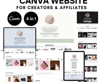 Canva Website Template: Tech Creator, Amazon Affiliate, Link in Bio (3 Themes)