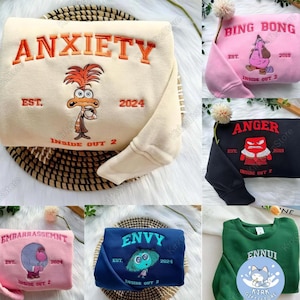Sudadera bordada Inside Out, camiseta con personajes de Inside Out, camiseta de Disney Inside Out, camiseta de viaje de Disney, sudadera con capucha Inside Out