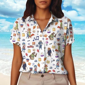 Disney Zootopia Hawaiian Shirt, Judy And Nick Shirt for Men Women, Disney Animal Characters Shirt, Zootopia Summer Gift For Fans
