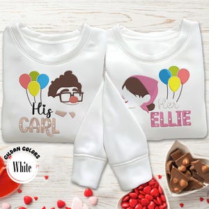 Seine Ellie und ihr Carl besticktes Sweatshirt, Cartoon Up Ballon Paar besticktes Shirt, Geschenke zum Valentinstag
