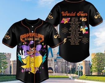 Camiseta de béisbol de la gira Powerline Stand Out del 95, camiseta naranja y negra de la película Goofy, camiseta del concierto de Disney de los 90, regalo para fans de la gira mundial