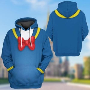 Funny Donald Duck Costume Hoodie, Blue Disney Duck Sweatshirt, Cartoon Character Cosplay Hoodie, Disney Cruise Outfit