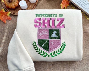 Sudadera con bordado de purpurina malvada de la Universidad Shiz, camisa de Elphaba y Glinda, sudadera con cuello redondo de Witchy, regalos de Emerald City Oz