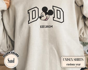 Custom Dad Embroidered Sweatshirt With Mickey Design, Disney-Inspired Valentine Shirt For Dads, Personalized Gift For Dad