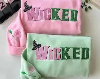 Camisa bordada con purpurina Wicked, camisa con musical de la película Wicked, sudadera con Elphaba y Glinda, camisa Defying Gravity, merchandising de El Mago de Oz
