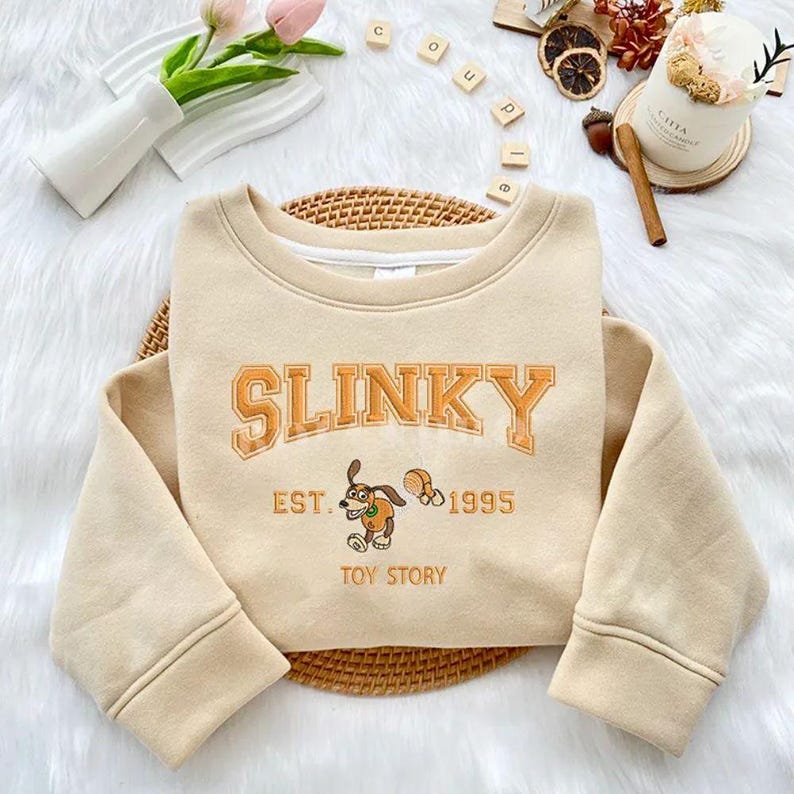 Slinky Est 1995 Toy Story Embroidered Sweatshirt, Disney Toy Story Shirt, Cute Dog Hoodie, Buzz Lightyear Shirt, Magic Kingdom Gift