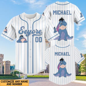 Eeyore Baseball Jersey, Winnie The Pooh Shirt, Custom Name Disney Tee, Matching Group Trip Outfit, Sad Donkey Shirt