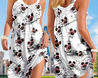 Abito estivo con tracolla Pirate, abito estivo ispirato a Disney Cruise, abito con tracolla Adventure Map, abito da donna Disney Cruise