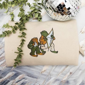 Frog And Toad Embroidered Shirt, Cute Frog Shirt, Classic Book Hoodie, Nature Lovers Gift, Book Lovers Sweatshirt, Vintage Bookworm Tee