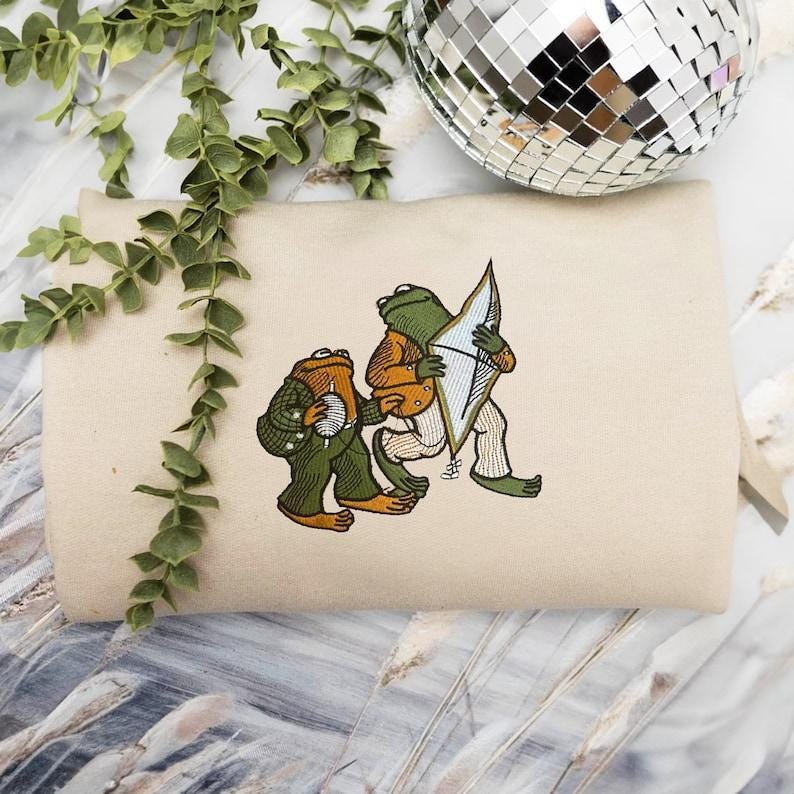 Frog And Toad Embroidered Shirt, Cute Frog Shirt, Classic Book Hoodie, Nature Lovers Gift, Book Lovers Sweatshirt, Vintage Bookworm Tee
