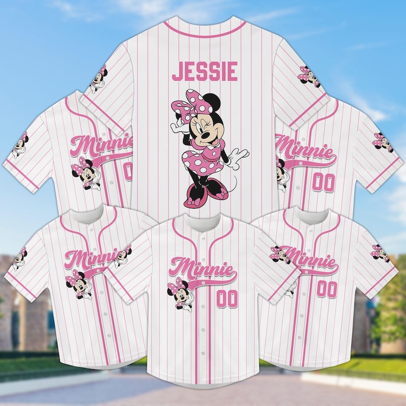 Minnie Mouse Baseball Jersey, Cute Disney Shirt for Her, Matching Disney Trip Outfit, Disney Minnie Jersey Shirt, Jersey For Kids