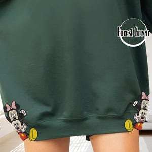 Mickey And Minnie Embroidered Side Bow Sweatshirt, Disneyworld Valentine Shirt, Cute Disney Couple Sweatshirt For Disney Fans