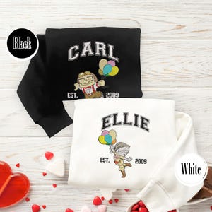 Seine Ellie und ihr Carl besticktes Sweatshirt, Cartoon Up Ballon Paar besticktes Shirt, Geschenke zum Valentinstag