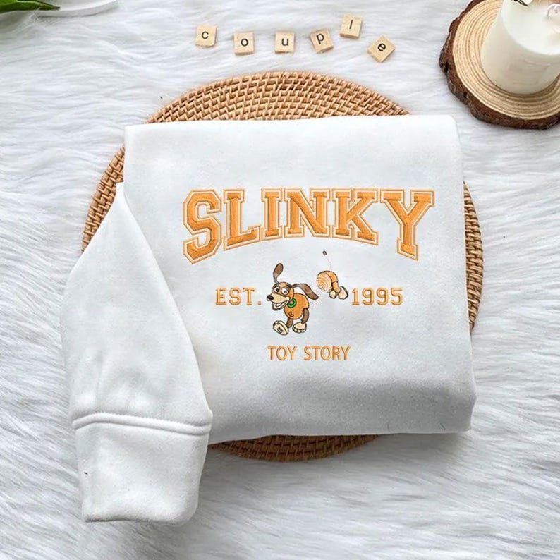 Slinky Est 1995 Toy Story Embroidered Sweatshirt, Disney Toy Story Shirt, Cute Dog Hoodie, Buzz Lightyear Shirt, Magic Kingdom Gift