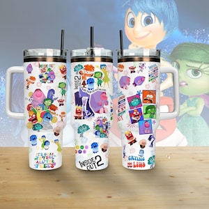 Vaso de 40 oz de Inside Out 2, vaso de Disney Pixar Emotion, vaso &quot;Está bien sentir todas las emociones&quot;, regalo para fanáticos