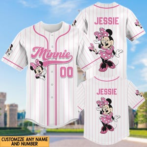 Minnie Mouse Baseball Jersey, Cute Disney Shirt for Her, Matching Disney Trip Outfit, Disney Minnie Jersey Shirt, Jersey For Kids
