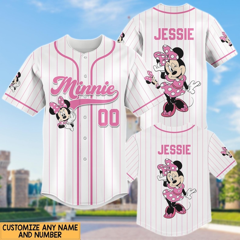 Minnie Mouse Baseball Jersey, Cute Disney Shirt for Her, Matching Disney Trip Outfit, Disney Minnie Jersey Shirt, Jersey For Kids