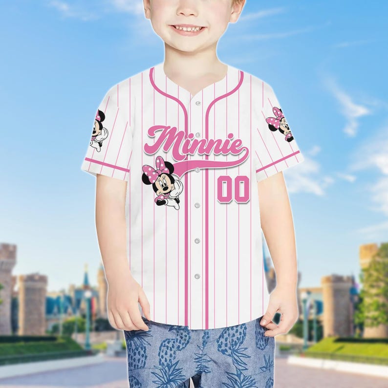 Minnie Mouse Baseball Jersey, Cute Disney Shirt for Her, Matching Disney Trip Outfit, Disney Minnie Jersey Shirt, Jersey For Kids