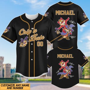 Camiseta de béisbol personalizada de Chip y Dale para Halloween, camiseta de béisbol de Disney para Halloween, camiseta de béisbol de la temporada espeluznante, regalo de truco o trato
