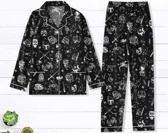 Star Wars Pyjamas Set, Star Wars Nachtwäsche, Darth Vader Pyjamas, Galaxy Thema Pyjamas, Star Wars Geschenk für Fans, Geschenk für Frauen