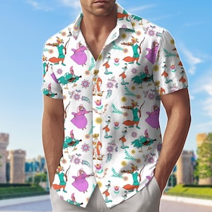 Camisa hawaiana de Robin Hood, atuendo de camisa con botones de Fox y Maid Marian, pantalones cortos de Robin Hood, camisa de verano con dibujos de animales lindos