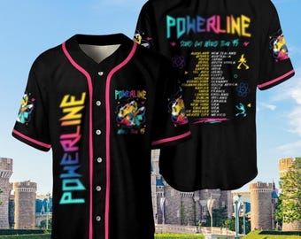 Camiseta de la gira mundial Powerline 95, camiseta de la gira Stand Out, camiseta de fan de la película Goofy, camiseta de béisbol de concierto con brillo neón, camiseta de Disney de los 90