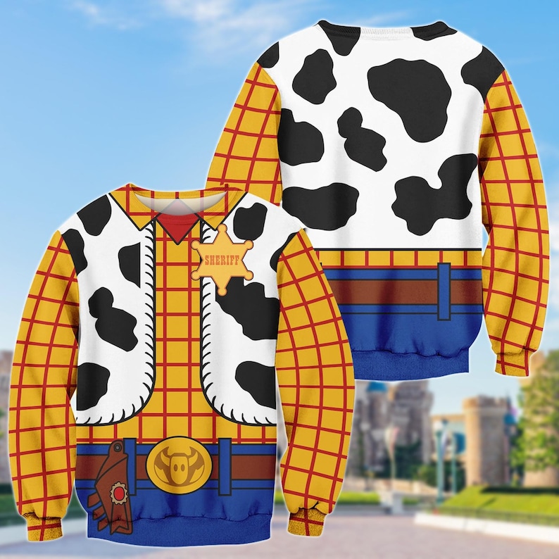 Woody Costume 3D Tshirt, Cowboy Sheriff Cosplay Sweatshirt, Toy Story Cosplay Hoodie, Halloween Disney Outfit, Halloween Costume Gift