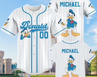 Donald Duck Baseball Jersey, lustiges Disney Urlaub Shirt für ihn, Cartoon Fan Geschenk, Disney Jersey Kinder Shirt, Geschenk für Kinder