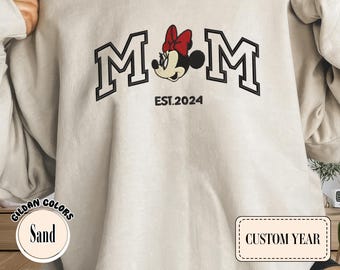 Custom Minnie Mouse Mom Embroidered Sweatshirt, Perfect Mother's Day Gift or Valentine Apparel for Disney Moms, Mothers Day Gift