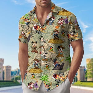 Mickey Mouse Pirate Hawaii Shirt, Disney Pirate Man Beach Shorts, Disney Family Cruise Outfit Gift, Summer Gift