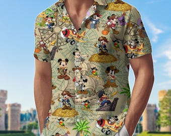 Mickey Mouse Pirate Hawaii Shirt, Disney Pirate Man Beach Shorts, Disney Family Cruise Outfit Gift, Summer Gift