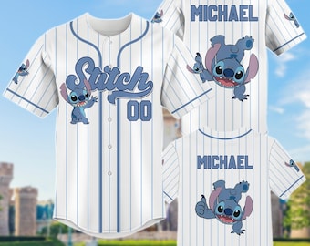 Camiseta de béisbol personalizada de Stitch, camiseta de personaje de Disney, conjunto a juego para vacaciones, camiseta de Stitch de Disney