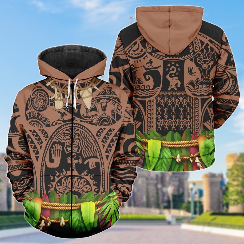 Maui Costume 3D T-Shirt, Moana Disney Hoodie, Polynesian Tattoo Sweatshirt, Maui Costume Cosplay Outfit, Disney Trip Shirt