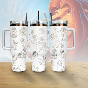 Disney Mufasa The Lion King 40oz Gold Engraved Tumbler, Disney Simba and Mufasa Tumbler, Stainless Steel Tumbler, Gift for Fans