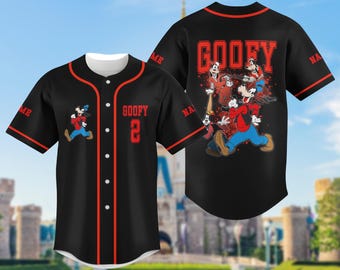 Disney Goofy Baseball Jersey, Goofy spielt Baseball Shirt, Disney Geschenke für Baseballliebhaber, Disney Goofy Geschenk für Kinder und Erwachsene