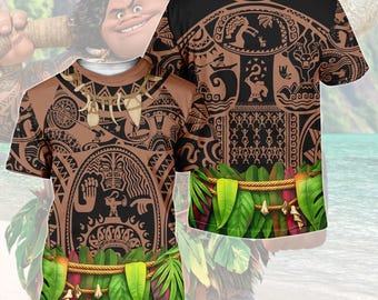 Camiseta 3D de disfraz de Maui, sudadera con capucha de Moana de Disney, sudadera con tatuaje polinesio, disfraz de Maui para cosplay, camiseta de viaje a Disney