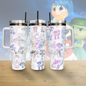 Vaso de 2,40 oz con grabado de arcoíris de Inside Out, vaso de Disney Pixar Emotion, vaso &quot;Está bien sentir todas las emociones&quot;, regalo para fanáticos