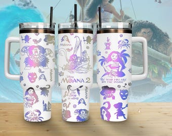 Moana Disney Princess 40oz Rainbow Engraved Tumbler, Moana Movie Tumbler, Maui Moana Disneyworld Tumbler, Gift For Disney Fan