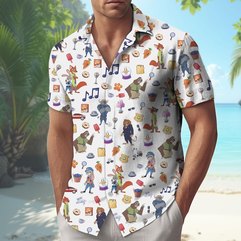 Disney Zootopia Hawaiian Shirt, Judy And Nick Shirt for Men Women, Disney Animal Characters Shirt, Zootopia Summer Gift For Fans