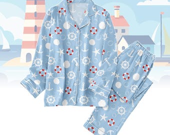 Ensemble pyjama marin pour femme, pyjama étoile de mer ancre, pyjama Disney Cruise 2026, vêtements de nuit pour vacances à la plage, cadeau croisière pour elle