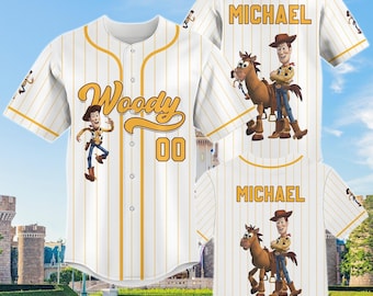 Custom Woody Baseball Jersey, Toy Story Cowboy Shirt, Custom Family Matching Outfit, Disney Trip Tee, Western Theme Jersey