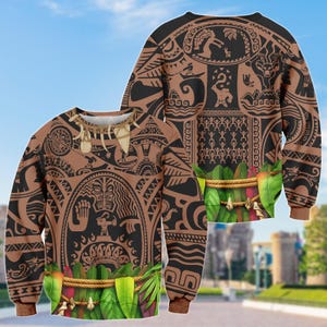 Maui Costume 3D T-Shirt, Moana Disney Hoodie, Polynesian Tattoo Sweatshirt, Maui Costume Cosplay Outfit, Disney Trip Shirt
