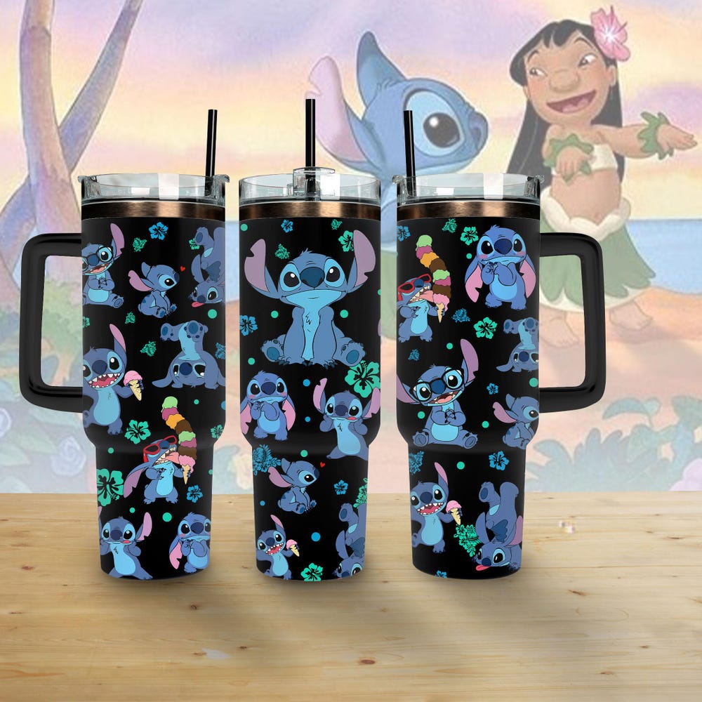 Disney Stitch Character 40Oz Stanley Tumbler, Lilo And Stitch Cartoon Tumbler, Stitch Lover Gift, Tumbler Gift For Stitch Fan Shirttrend